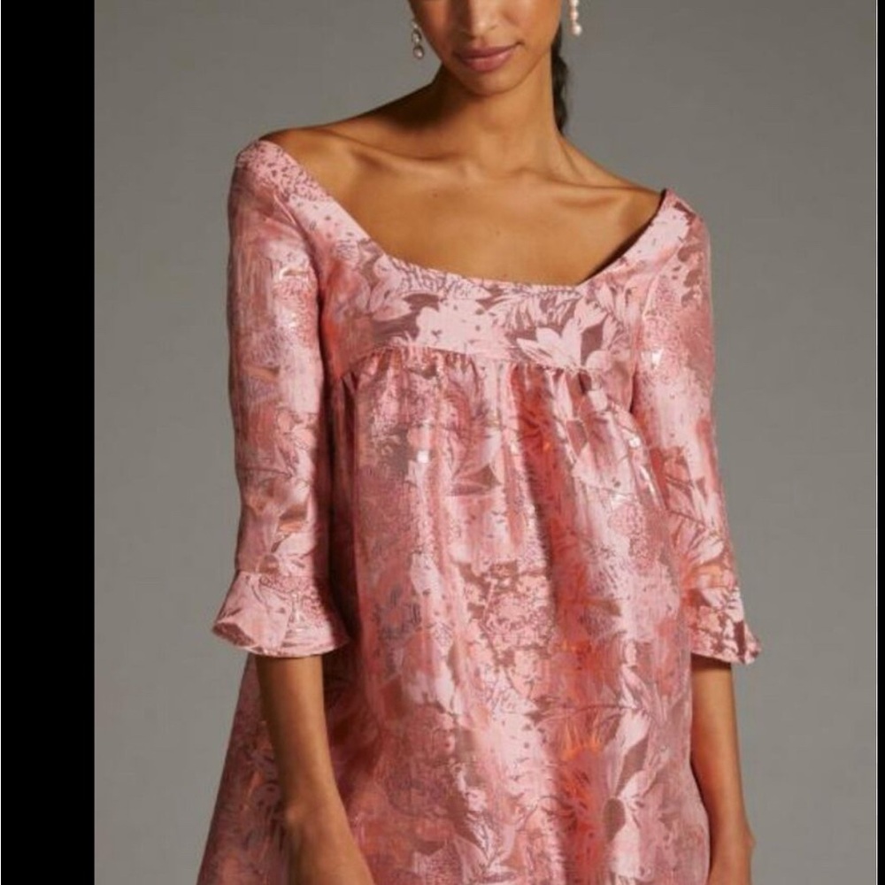 Eva Franco Floral Pink and Gold Dress